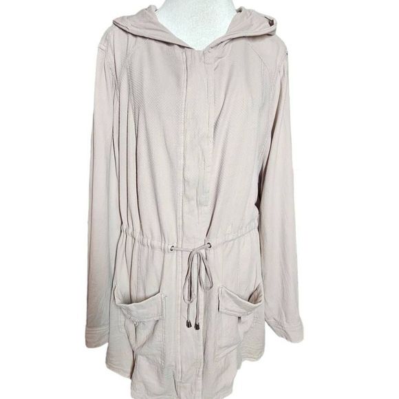 torrid Jackets & Blazers - Torrid Utility Jacket Light Pink Cinched TieWaist Hood 4-Pkt Zip Thigh Length Co